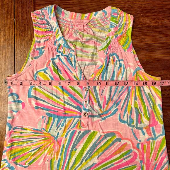 Lilly Pulitzer Pink Green Shellebrate Seashell Essie Top Sleeveless Size XS - Picture 11 of 12